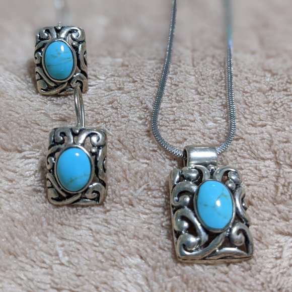 Jewelry - Turquoise and Sterling Silver Necklace/Earrings